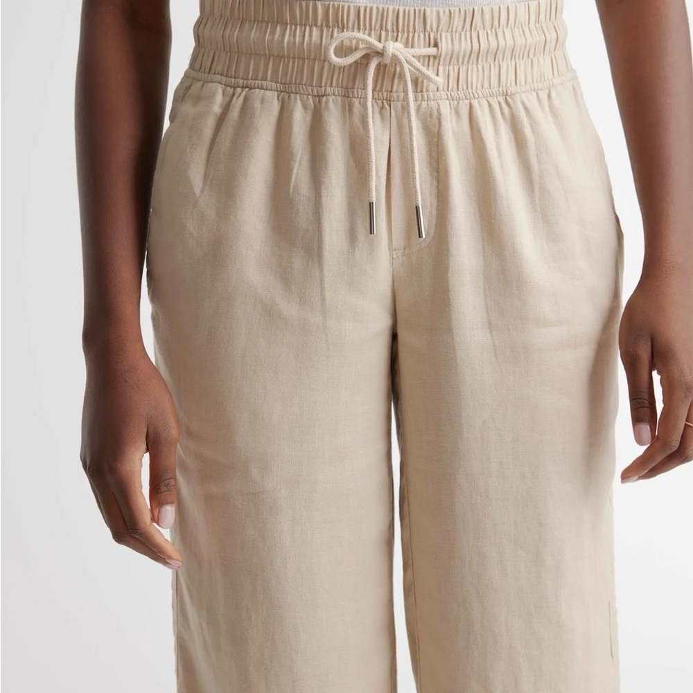 Quince tan Wide Leg Drawstring Pants size M NWOT